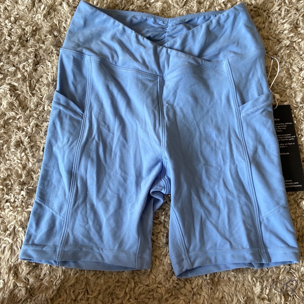 Wolven Blue Biker Shorts